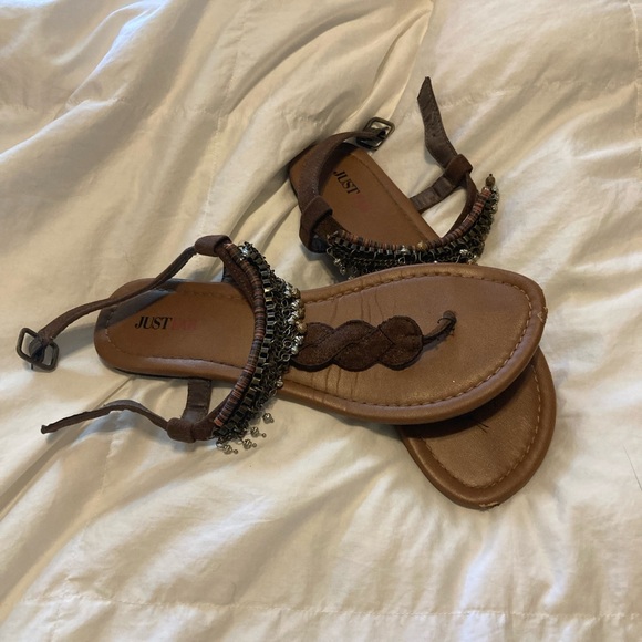Brown Beaded Women's Sandals - Picture 3 of 3